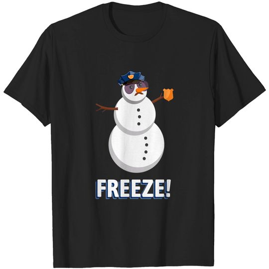 Discover Freeze Police Snowman Shirt Funny Christmas Police Officer T-Shirt