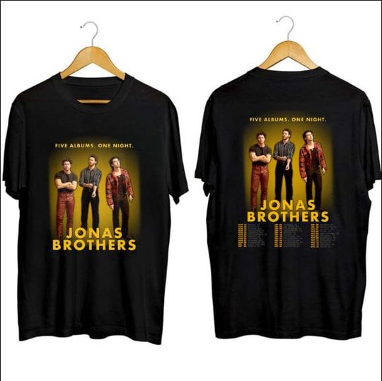 Discover Jonas Brothers Five Albums One Night The Tour 2023 Shirt, Jonas Brothers Band Fan Shirt