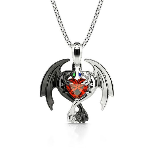 Discover Hug Me "Strongest Romance" Dragon Couple Heart Cut Sterling Silver Necklace