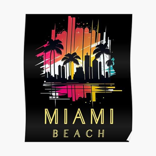 Discover Miami Beach, Florida - The Graphic Design Premium Matte Vertical Posters