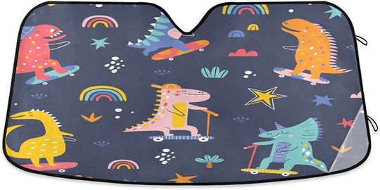 Discover Kigai Car Windshield Sunshade for Front Window Funny Dinosaurs Auto Sun Shade