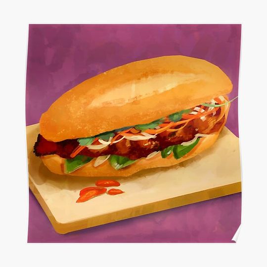 Discover Banh Mi Vietnamese Bread Sandwich Baguette Loaf Premium Matte Vertical Poster