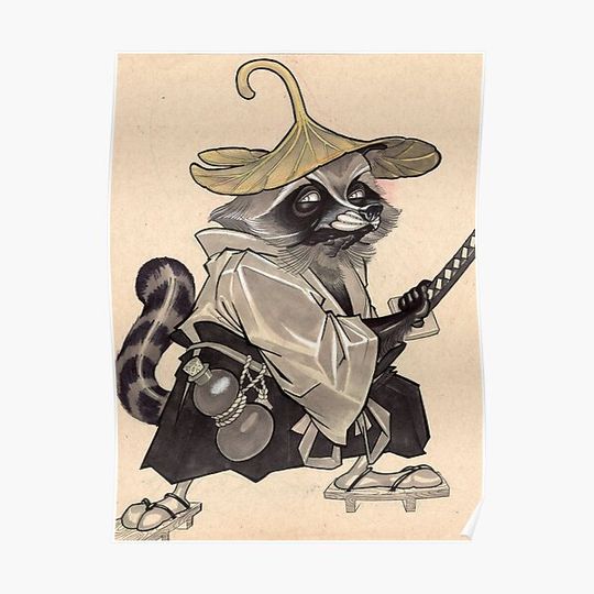 Discover Samurai Raccoon Premium Matte Vertical Poster