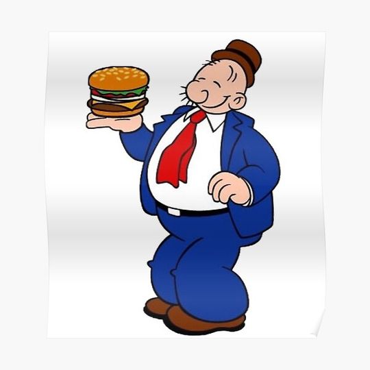 Discover Wimpy Hamburger Cartoon Premium Matte Vertical Poster