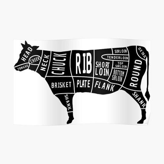 Discover Beef Cuts Premium Matte Vertical Poster