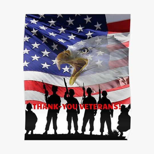Discover Thank-You Veterans For Your Service! Premium Matte Vertical Poster
