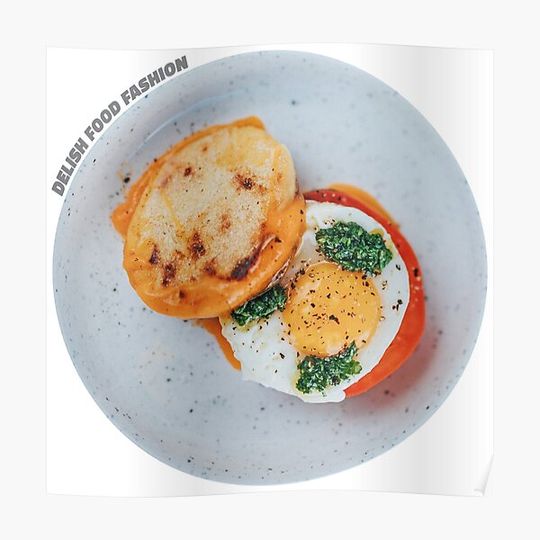 Discover English Muffin with Egg and Tomato Cheese Premium Matte Vertical Poster