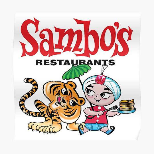 Discover Sambo's Restaurant Logo with Sambo and Tiger Premium Matte Vertical Poster