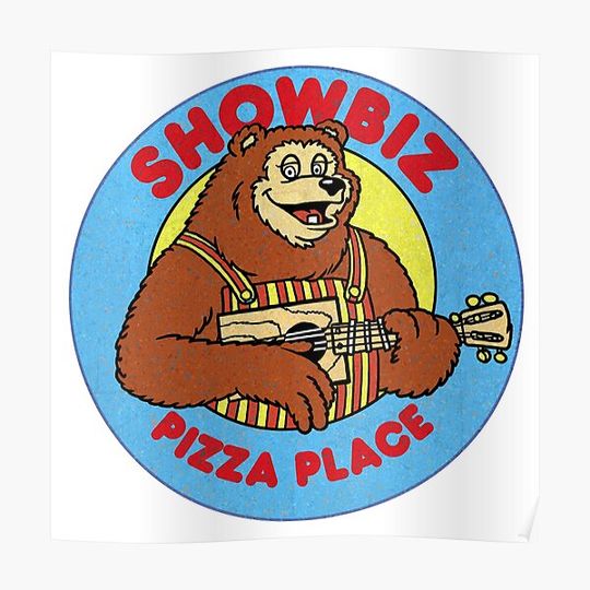 Discover 90s Billy Bob the Bear Animatronic Guitarist in "Munch's Make Believe Band" at Chuck E. Cheese's Pizza Restaurants Premium Matte Vertical Poster