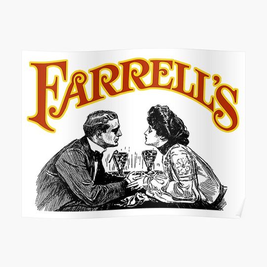 Discover Vintage Defunct Farrell's Ice Cream Parlour Logo From the Drum Heads Featured in the Restaurant Premium Matte Vertical Poster
