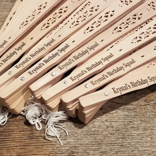 Discover Personalized Sandalwood Wedding Fans, Custom Wooden Wedding Fans, Laser Engraved Personalized Fans