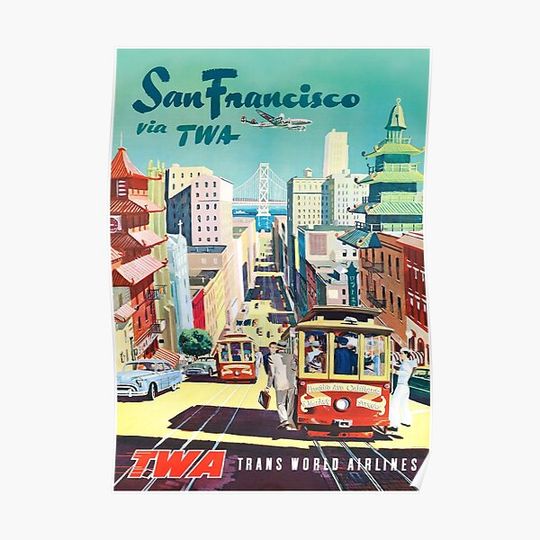 Discover San Francisco TWA Travel Poster Premium Matte Vertical Poster