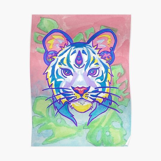 Discover Clairvoyant Pastel Tiger Premium Matte Vertical Poster