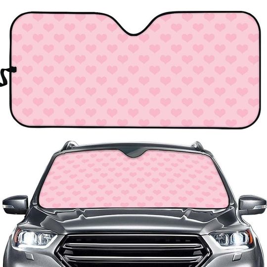 Discover Pink Hearts Sunshade for Windshield | Kawaii Car Accessories | Matching Car Accessories   Seat Cover License