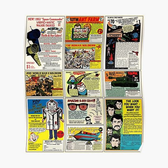 Discover Vintage Comic Ads Premium Matte Vertical Poster