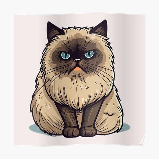 Discover Himalayan cat, cute cartoon style. Premium Matte Vertical Poster