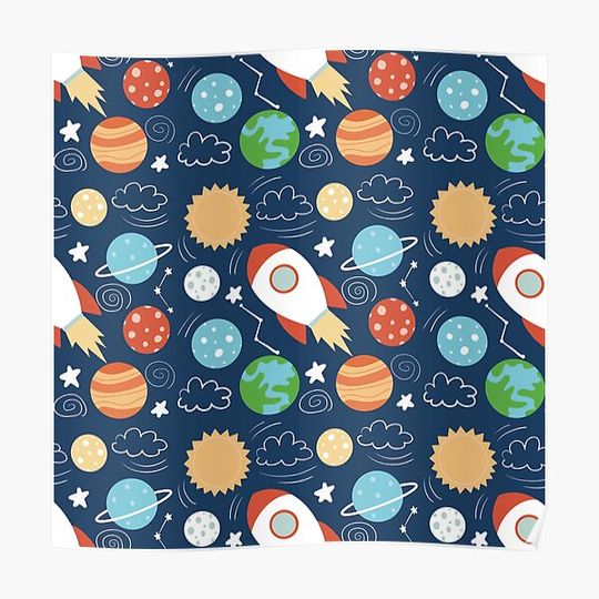 Discover Space Pattern Premium Matte Vertical Poster