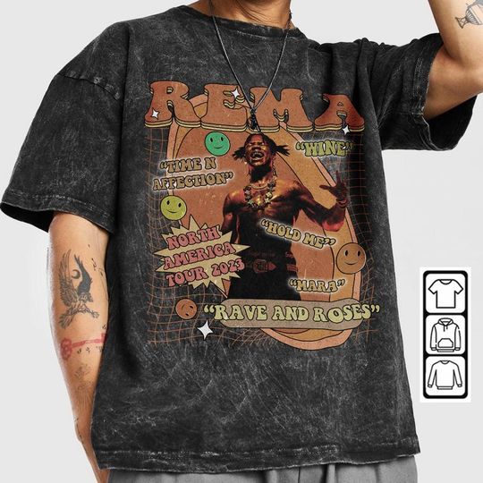 Discover Rema Music Shirt, Playlist Tee, Rave And Roses Album, North America Tour 2023, Rema Y2K 90s Hip Hop Shirt