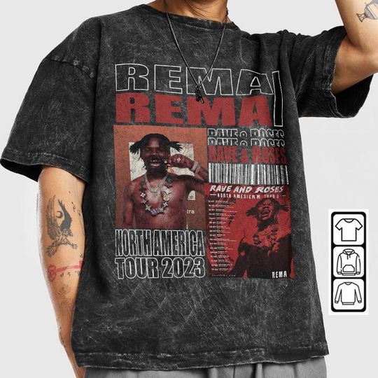 Discover Rema Music Shirt, Rave And Roses Album, Dumebi Tee, North America Tour 2023