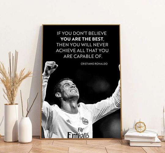 Discover Cristiano Ronaldo Motivational Quote Poster, Cristiano Ronaldo Print, Wall Art Home