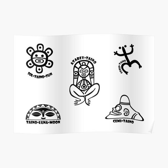 Discover Puerto Rico Tainos Coqui Cemi Atabey Taino Sun & Moon Names Premium Matte Vertical Poster