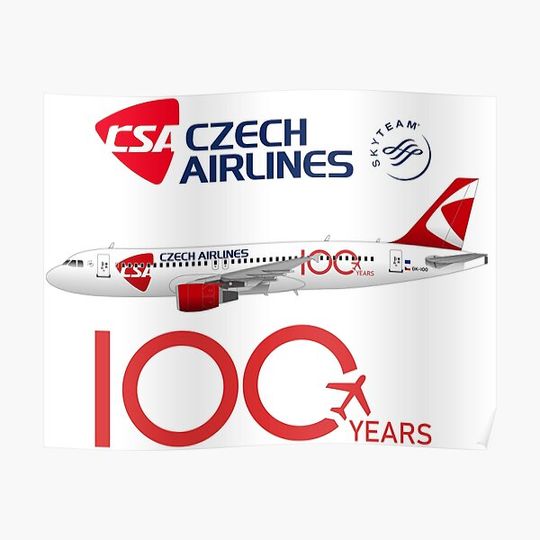 Discover CSA Czech Airlines Airbus A320 "100th Anniversary" Premium Matte Vertical Poster