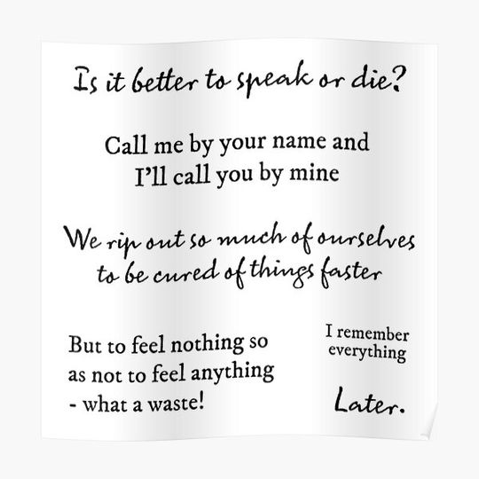 Discover Call me by your name quotes Premium Matte Vertical Poster