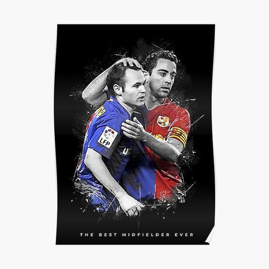 Discover Xavi and Andres Iniesta Lujan Premium Matte Vertical Poster