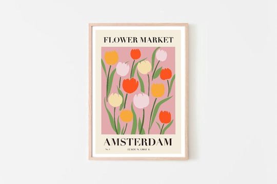 Discover Flower Market Print Gallery Wall Amsterdam Tulips, Botanical Floral Collection, Printable Home Wall Decor Poster