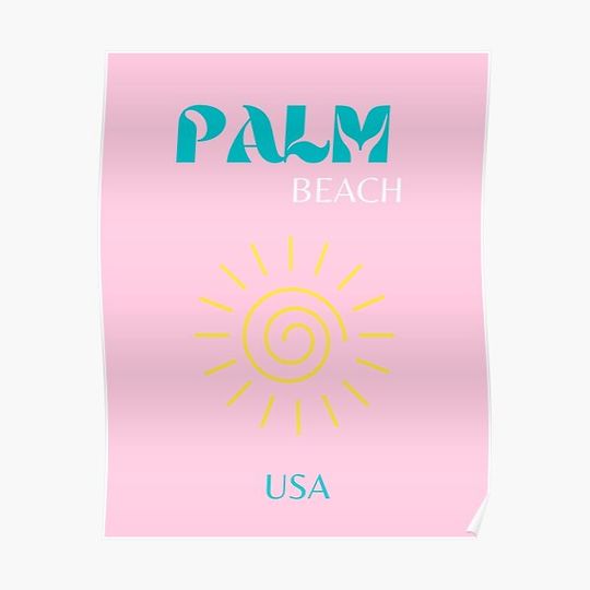 Discover Palm Beach, Preppy, Preppy Art, Pink Premium Matte Vertical Poster