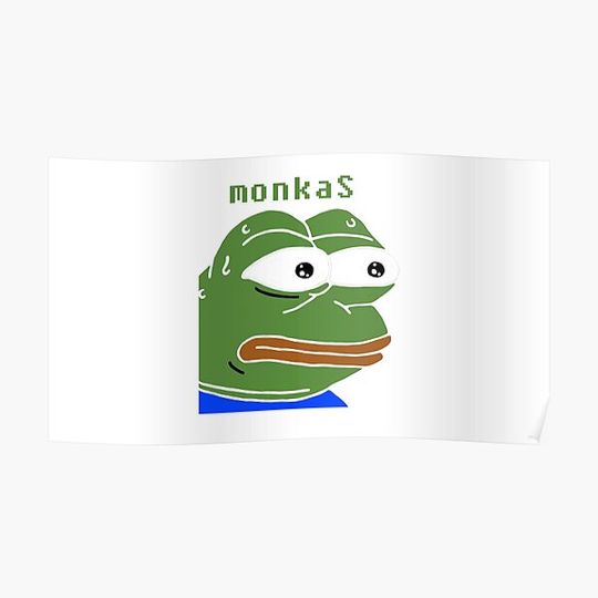 Discover MonkaS Sweating Pepe Twitch Emote Premium Matte Vertical Poster