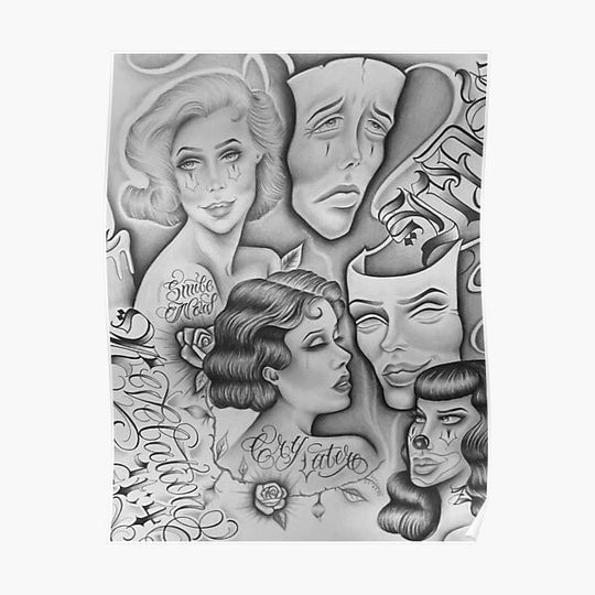 Discover Chicano chola Smile now cry later Premium Matte Vertical Poster