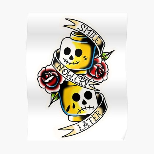Discover Smile Now Cry Later traditional tattoo Premium Matte Vertical Poster
