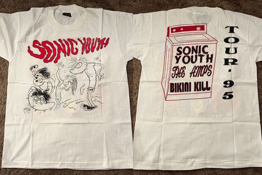 Discover Sonnic Youth Tour 95 T-Shirt, Sonnic Youth The Amps Bikini Kill T-Shirt