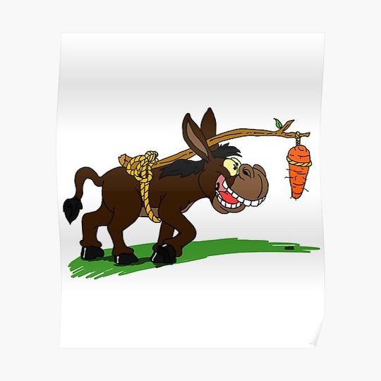 Discover Donkey and his Carrot funny Gift idea for Carrots and Donkeys Lovers Premium Matte Vertical Poster