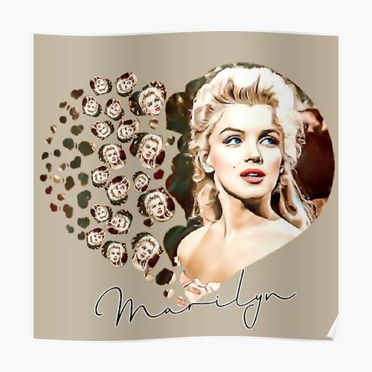 Discover marilyn monroe painted in hearts Premium Matte Vertical Poster