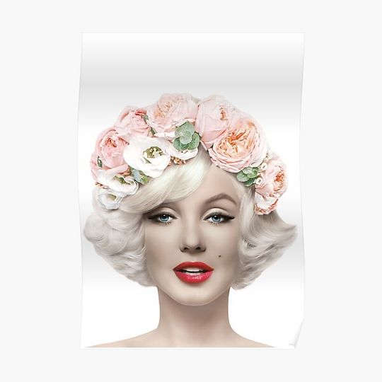 Discover Marilyn Monroe Wearing Flower Crown Premium Matte Vertical Poster