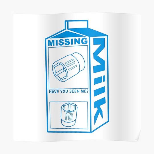 Discover Missing 10 mm socket milk carton Premium Matte Vertical Poster