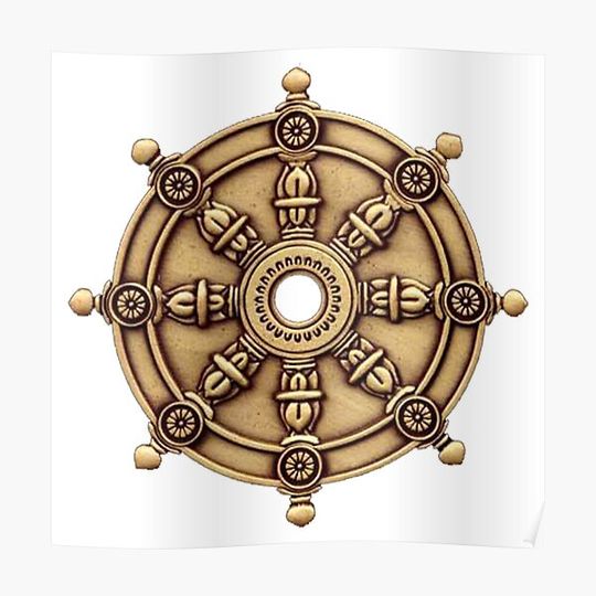 Discover Buddhism  -  DHARMA WHEEL Premium Matte Vertical Poster