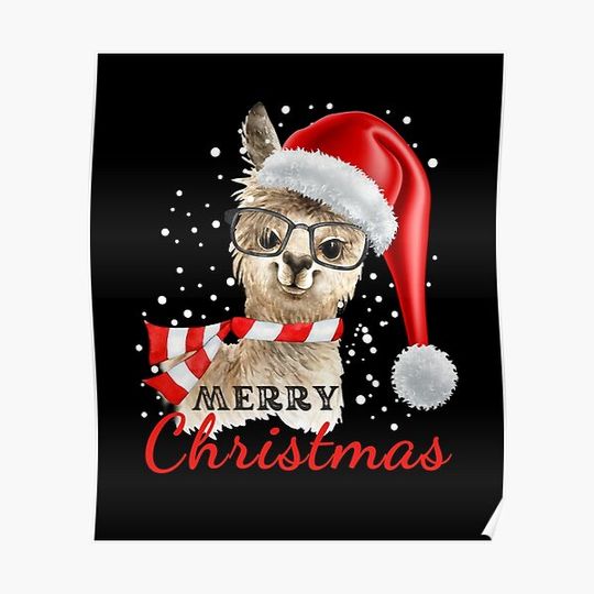 Discover Christmas Sneaky Llama, Christmas Llama, Sneaky Llama , Llama Santa Premium Matte Vertical Poster
