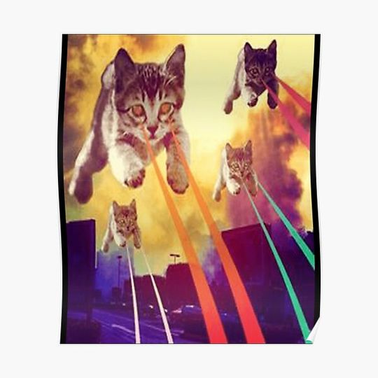 Discover Cats With Laser Eyes Premium Matte Vertical Poster