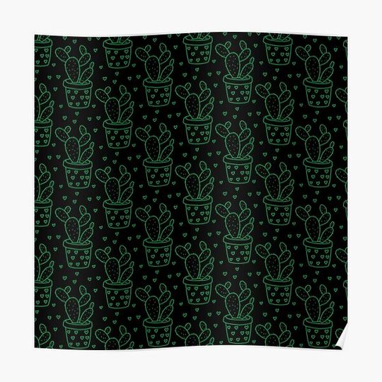 Discover cactus trendy bright pattern Premium Matte Vertical Poster