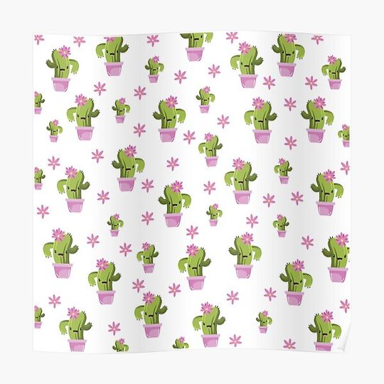 Discover Cute Cactus pattern Premium Matte Vertical Poster
