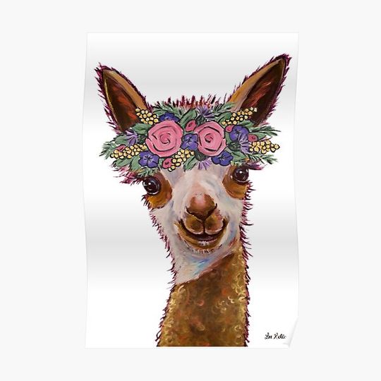 Discover Alpaca Art, Baby Alpaca Miss Rosie Premium Matte Vertical Poster