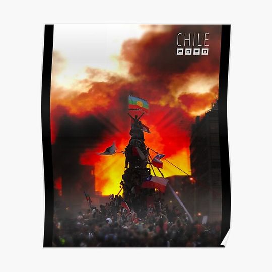 Discover Version 2 of Chile 2020, Plaza Dignidad.Italy Plaza.Chile Awakens!Premium Matte Vertical poster