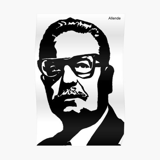 Discover salvador allende silhouette drawing. Premium Matte Vertical Poster