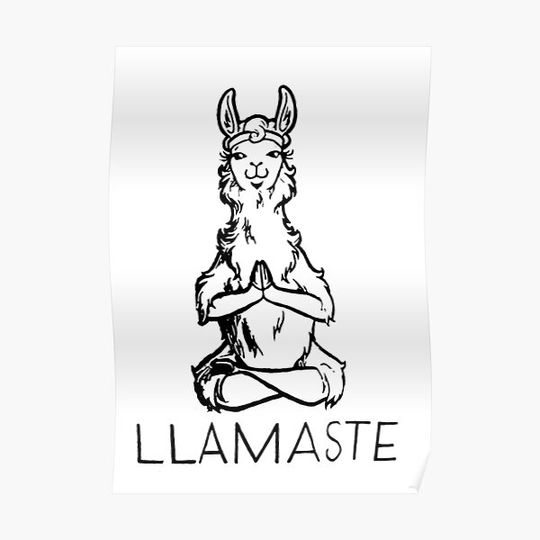 Discover Llamaste Cute, Funny Yoga Llama Namaste Workout Premium Matte Vertical Poster