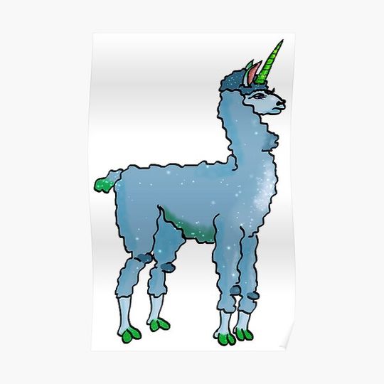 Discover Blue Llamacorn Premium Matte Vertical Poster