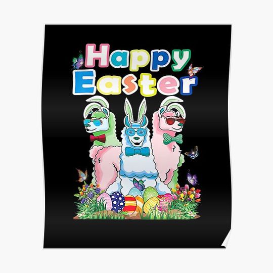 Discover Happy Easter Bunny Womens Llama Easter Egg Outfit Girls Teen Premium Matte Vertical Poster