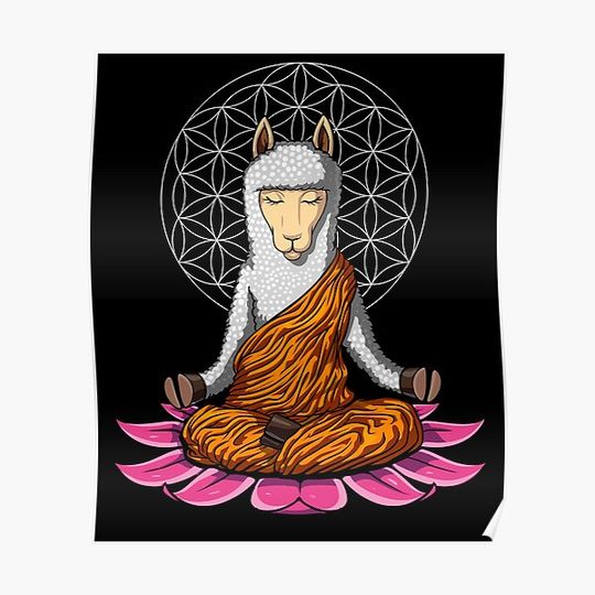 Discover Llama Zen Meditation Premium Matte Vertical Poster